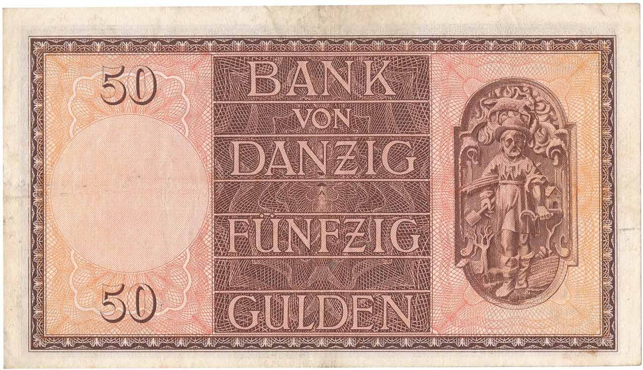 Banknot. Wolne Miasto Gdańsk. 50 guldenów 1937 seria H